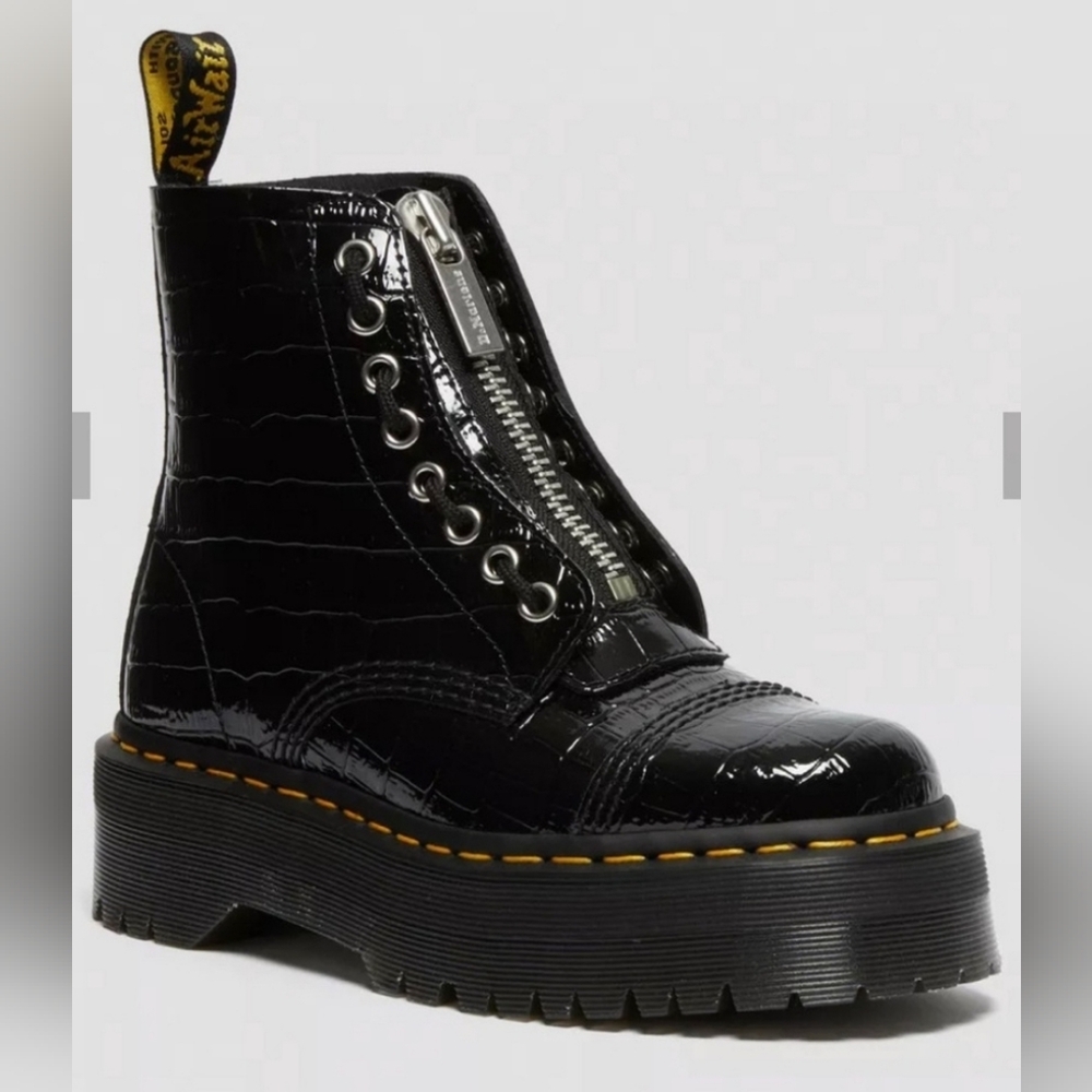 Doc Martens Black Snakeskin Zipper Boots